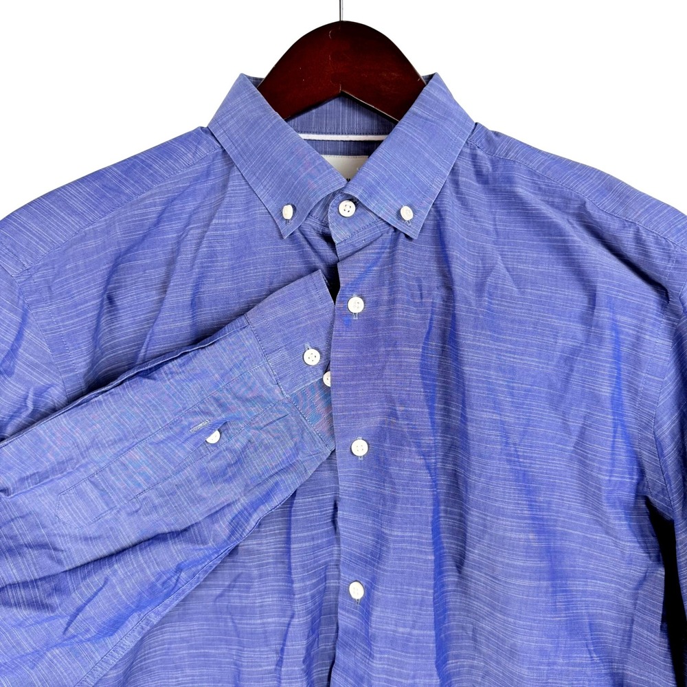 Ben Sherman Tailoring Mens Blue Textured Slim Fit Button Down Shirt‎